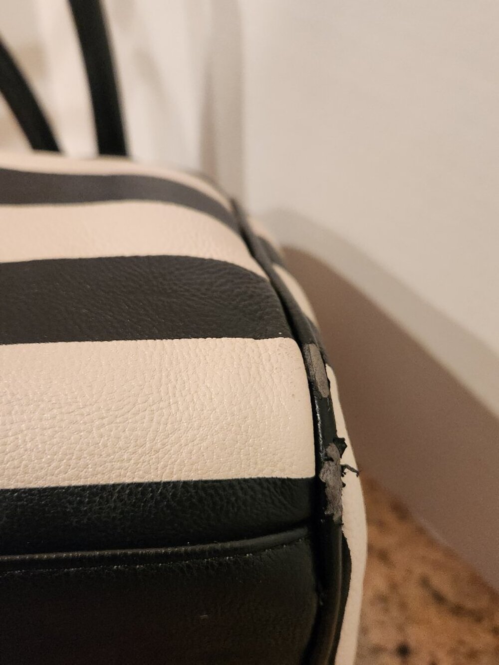 Betsey Johnson Black and Hot Pink Striped Satchel - Picture 8 of 14
